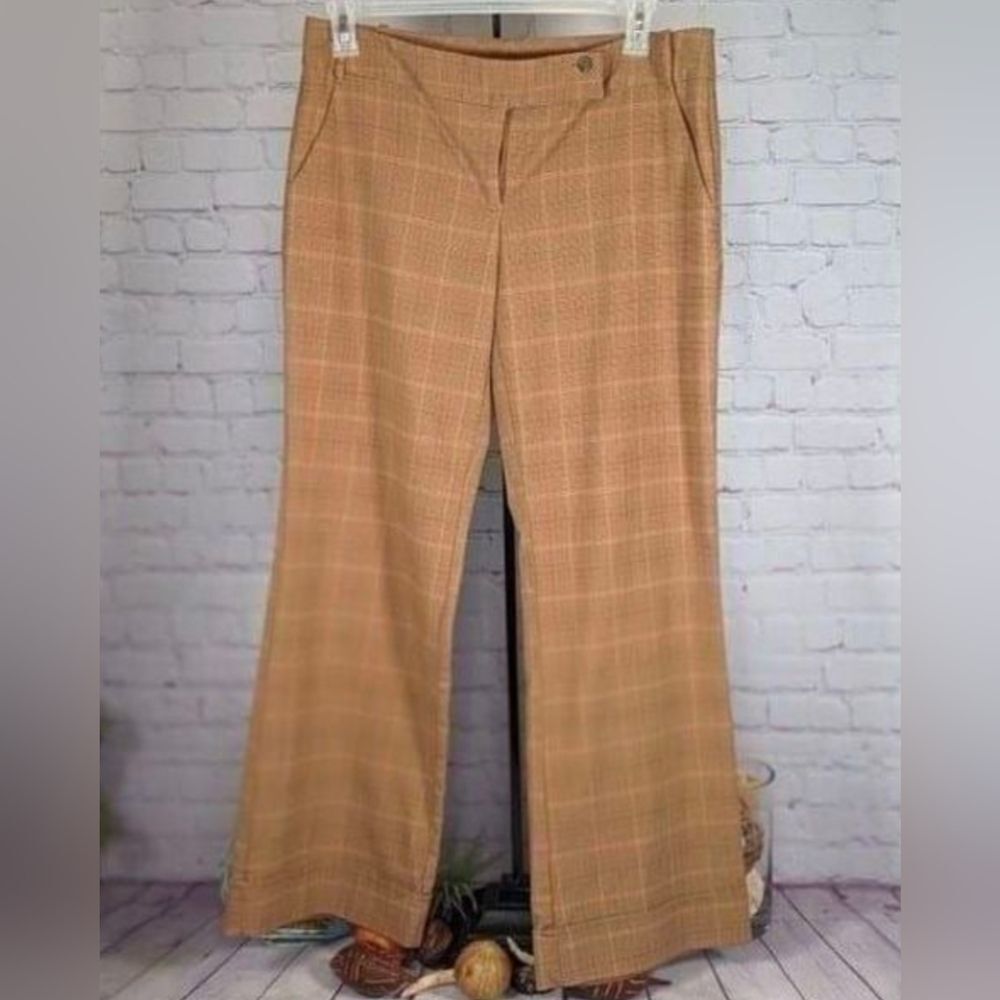 Forever 21 Brown and Tan Plaid Retro Cuffed Slacks
